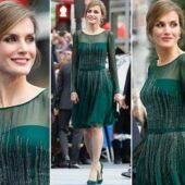 Regina Letizia a Spaniei, superba intr-o rochie verde, culoarea anului 2017