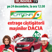 Urmareste in direct la Romania TV, pe 24 decembrie, ora 12:30, extragerea castigatorilor masinilor Dacia oferite de Catena!