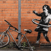 Desen semnat de Banksy, apărut în Nottingham