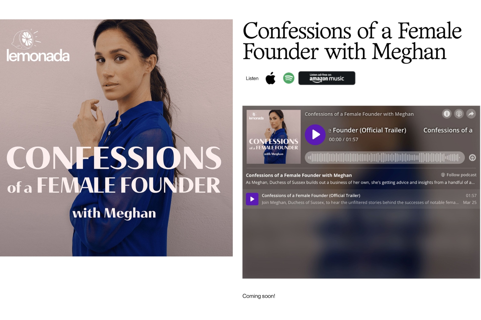 Un nou podcast! Meghan Markle lansează: „Confessions of a Female Founder”